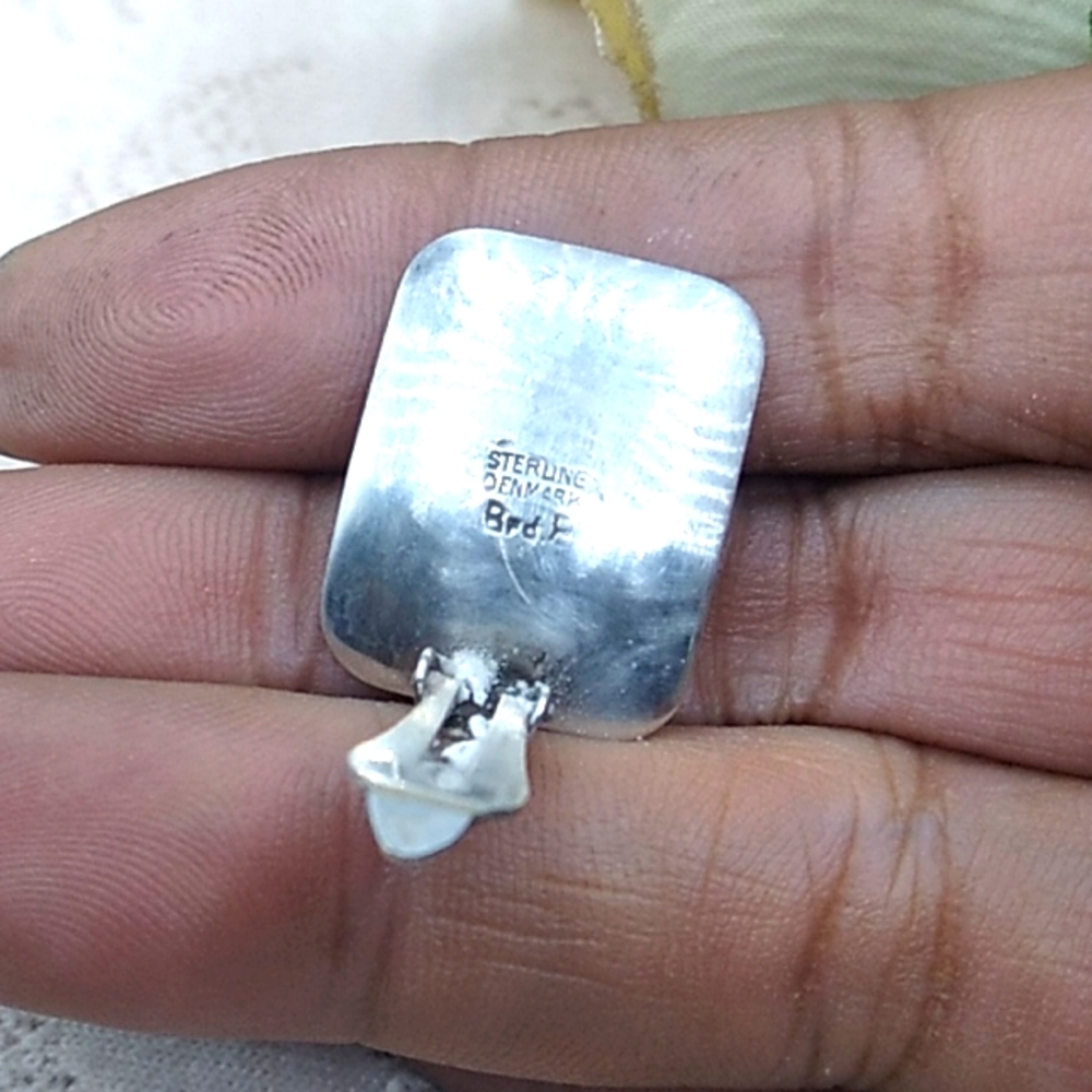 Vintage Sterling Silver Denmark Clip-on  Earrings - Picture 5 of 9